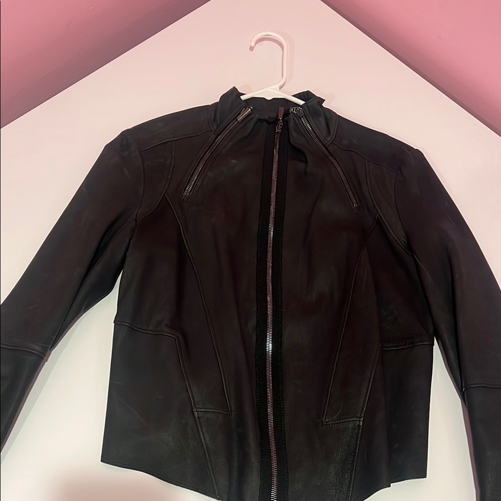 Zara Black Leather Jacket With Structured Fit - image 1